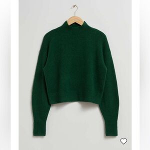 & Other Stories Dark Green Mock-Neck Wool Sweater